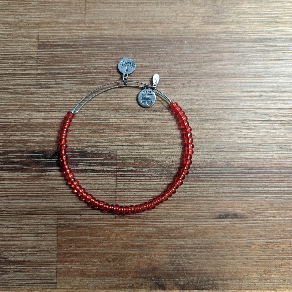 Alex and Ani adjustable bangle with red beads